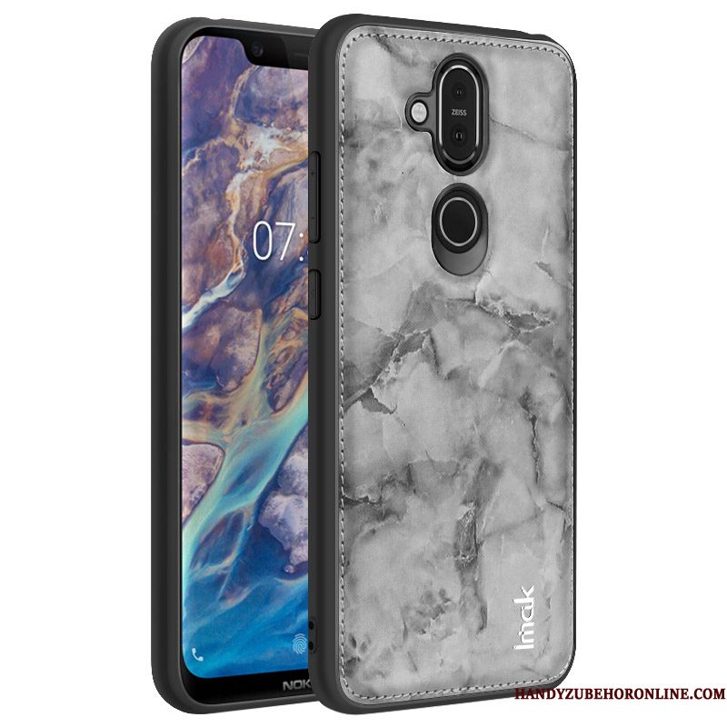 Hoesje Nokia 8.1 Zacht Anti-fall Doek, Hoes Nokia 8.1 Bescherming Grijstelefoon