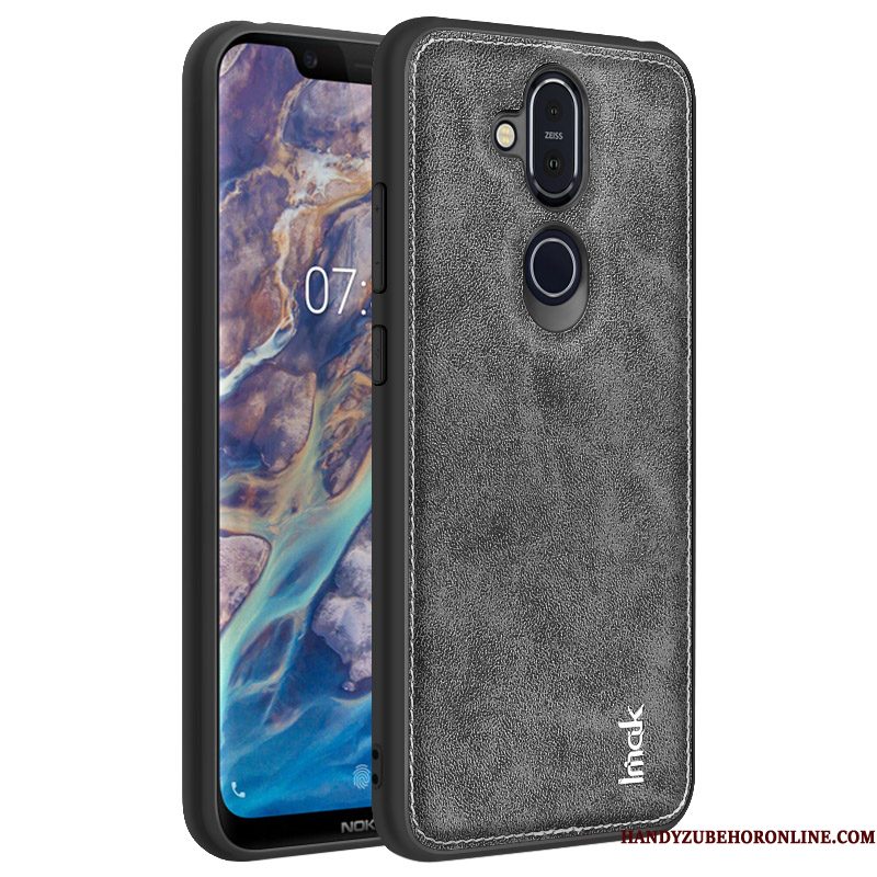 Hoesje Nokia 8.1 Zacht Anti-fall Doek, Hoes Nokia 8.1 Bescherming Grijstelefoon