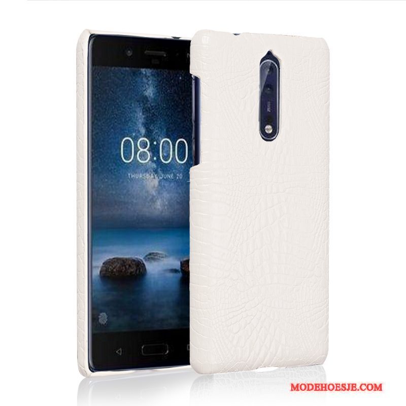 Hoesje Nokia 8 Bescherming Nieuwtelefoon, Hoes Nokia 8 Portemonnee Wit Anti-fall