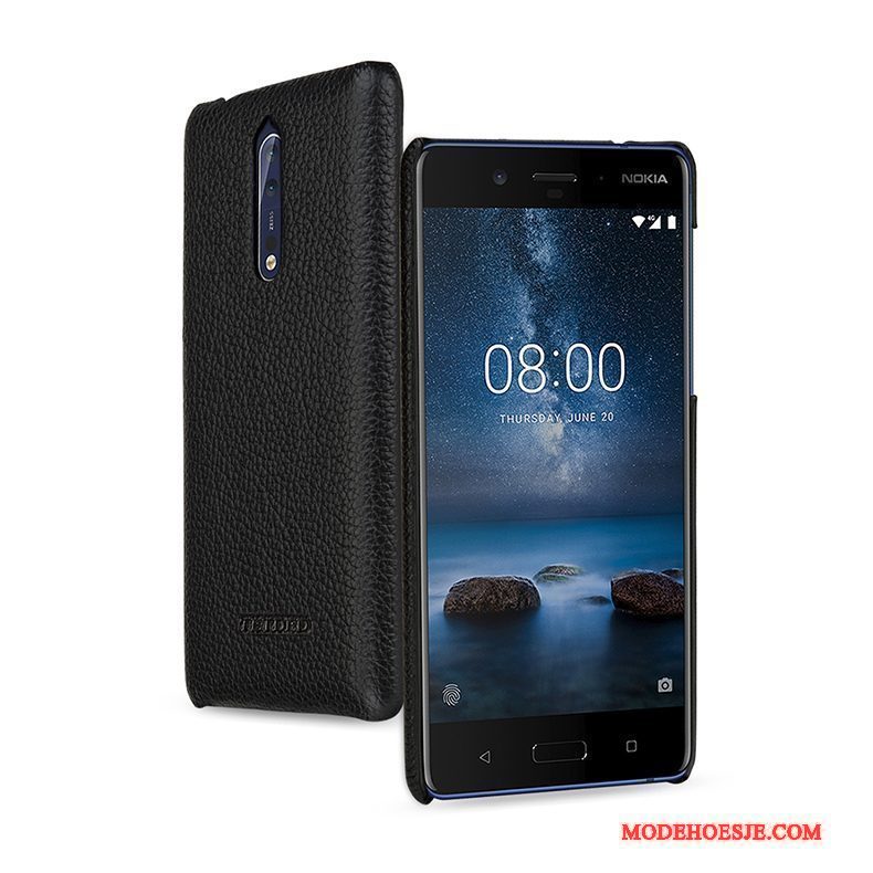 Hoesje Nokia 8 Leer Anti-fall Groen, Hoes Nokia 8 Bescherming Telefoon