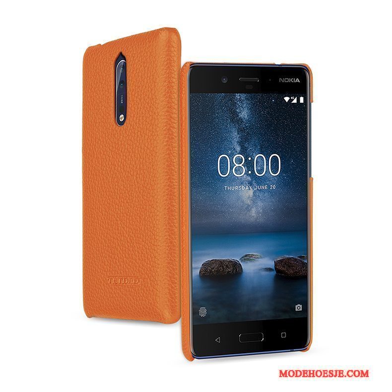 Hoesje Nokia 8 Leer Anti-fall Groen, Hoes Nokia 8 Bescherming Telefoon