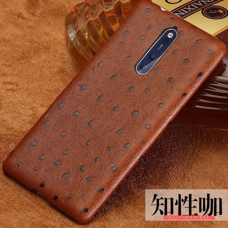 Hoesje Nokia 8 Leer Hardtelefoon, Hoes Nokia 8 Vintage Rood Anti-fall