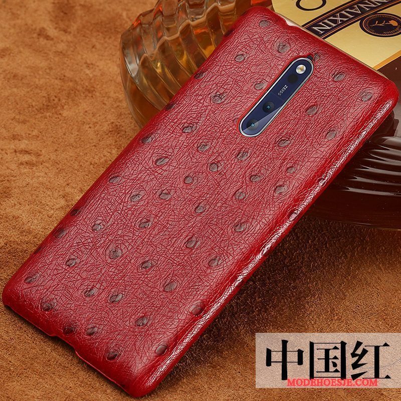 Hoesje Nokia 8 Leer Hardtelefoon, Hoes Nokia 8 Vintage Rood Anti-fall