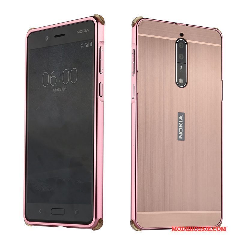 Hoesje Nokia 8 Metaal Telefoon Roze, Hoes Nokia 8 Bescherming Persoonlijk Anti-fall
