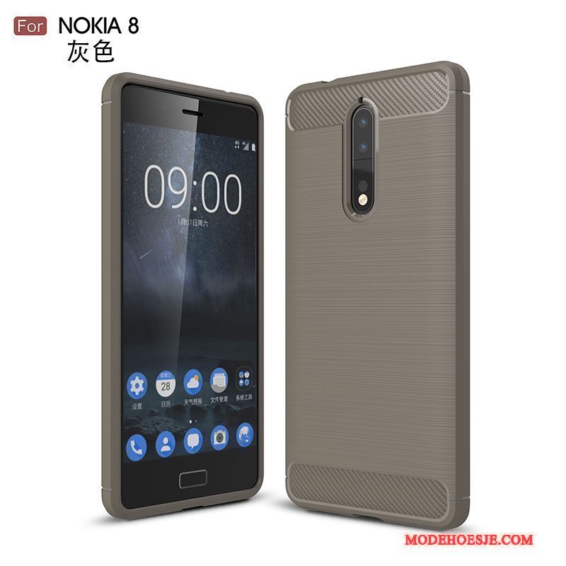 Hoesje Nokia 8 Zacht Anti-falltelefoon, Hoes Nokia 8 Bescherming Grijs