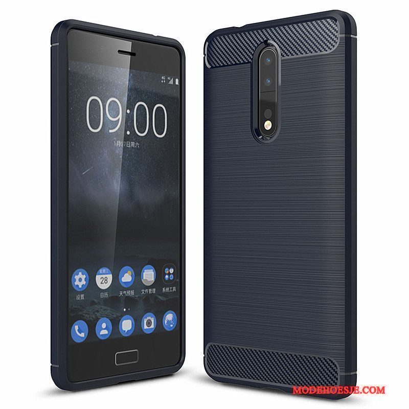 Hoesje Nokia 8 Zacht Fiber Rood, Hoes Nokia 8 Bescherming Telefoon