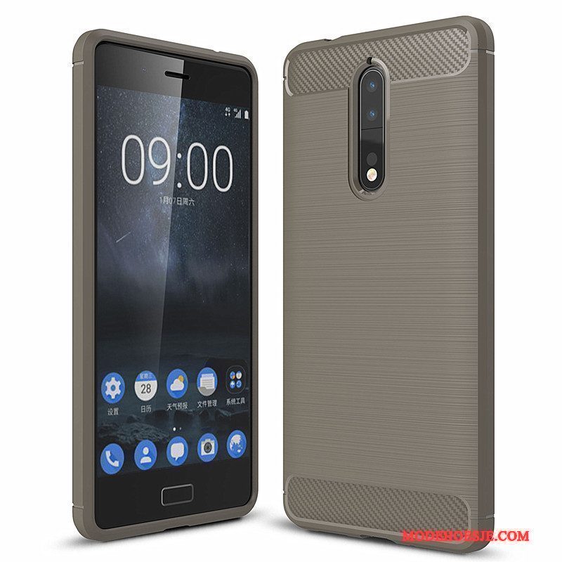 Hoesje Nokia 8 Zacht Fiber Rood, Hoes Nokia 8 Bescherming Telefoon