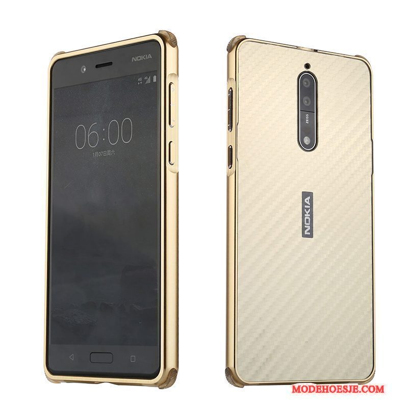 Hoesje Nokia 8 Zakken Omlijstingtelefoon, Hoes Nokia 8 Bescherming Goud Trend