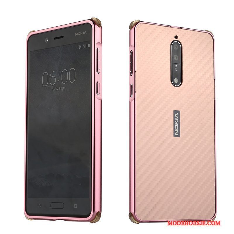 Hoesje Nokia 8 Zakken Omlijstingtelefoon, Hoes Nokia 8 Bescherming Goud Trend