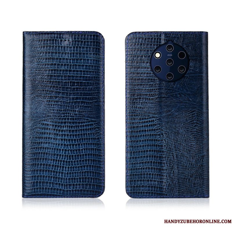 Hoesje Nokia 9 Pureview Leer Telefoon Anti-fall, Hoes Nokia 9 Pureview Zacht Blauw Nieuw