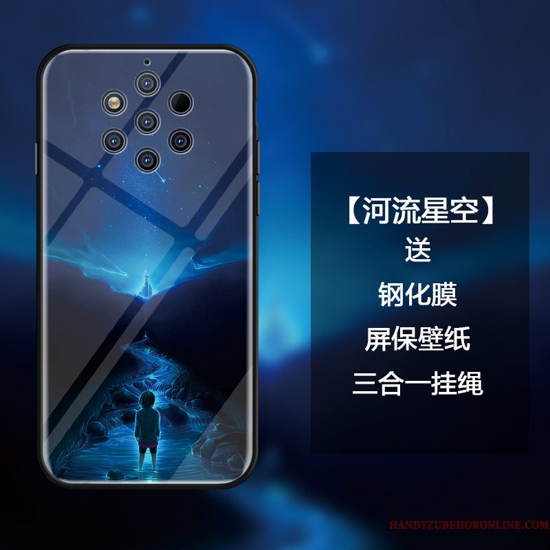 Hoesje Nokia 9 Pureview Zakken Glas Trend, Hoes Nokia 9 Pureview Mode Donkerblauwtelefoon