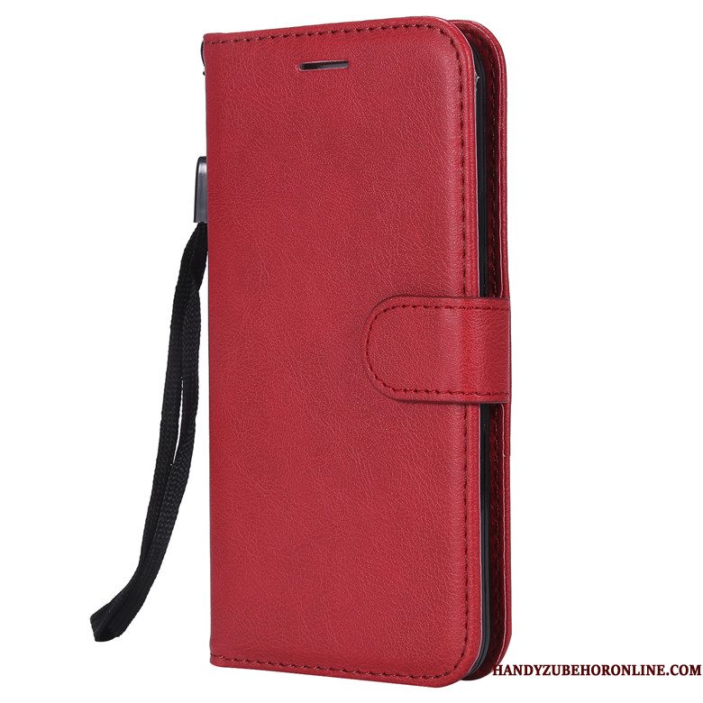 Hoesje Redmi 7 Folio Rood Effen Kleur, Hoes Redmi 7 Zacht Minitelefoon