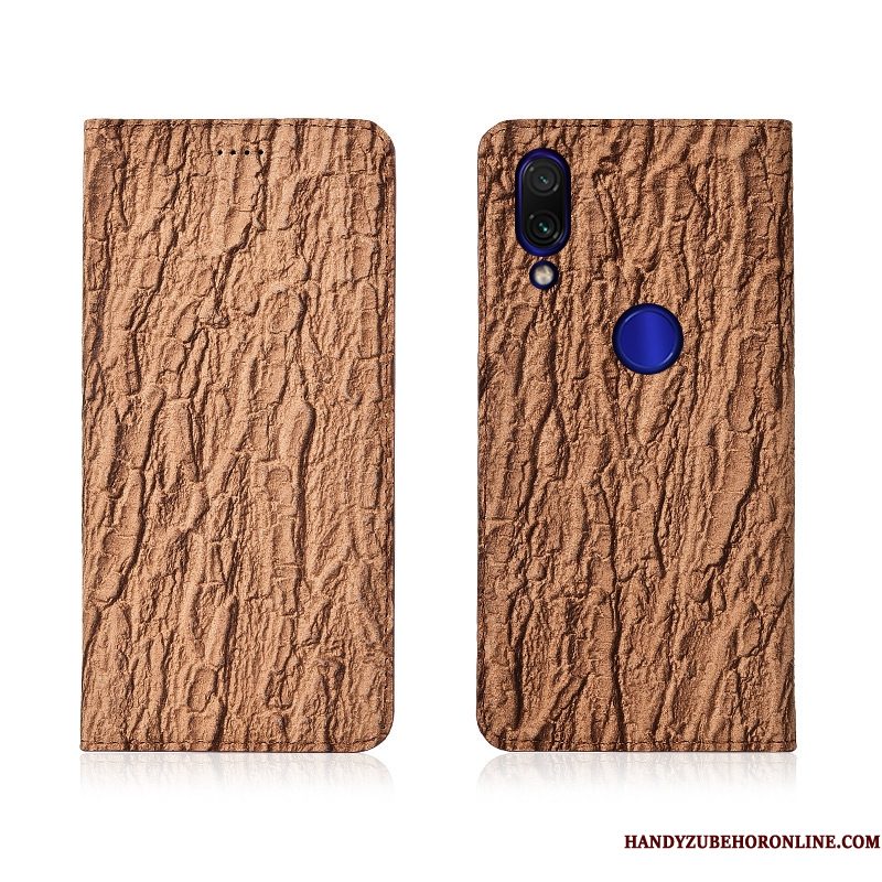 Hoesje Redmi 7 Leer Telefoon Anti-fall, Hoes Redmi 7 Bescherming Boom Rood