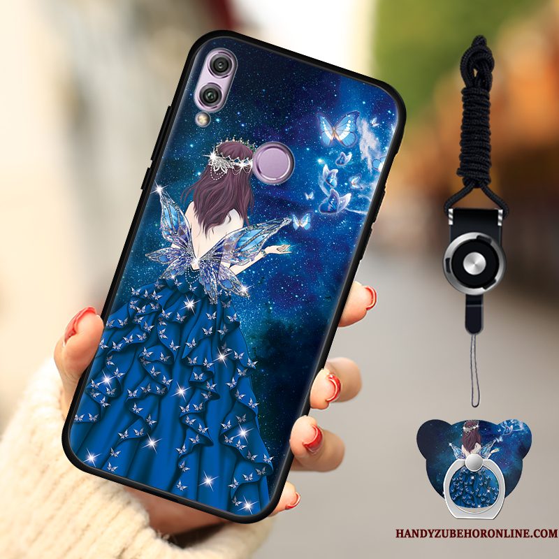 Hoesje Redmi 7 Zacht Telefoon Anti-fall, Hoes Redmi 7 Spotprent Hanger Donkerblauw