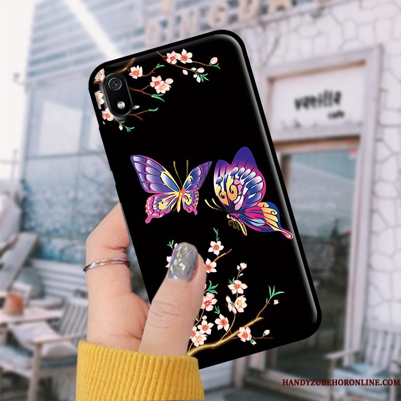 Hoesje Redmi 7a Bescherming Zwart Skärmskydd, Hoes Redmi 7a Roodtelefoon