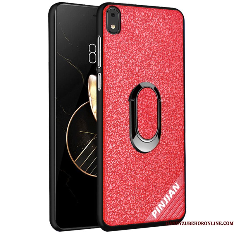 Hoesje Redmi 7a Leer Schrobben Antislip, Hoes Redmi 7a Siliconen Patroon Rood