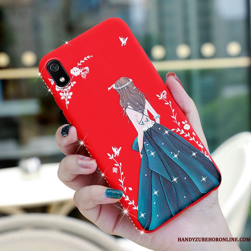 Hoesje Redmi 7a Siliconen Trend Rood, Hoes Redmi 7a Zacht Hanger Mini