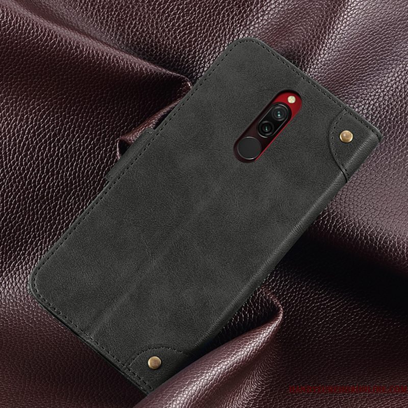 Hoesje Redmi 8 Portemonnee Hanger Anti-fall, Hoes Redmi 8 Siliconen Roodtelefoon