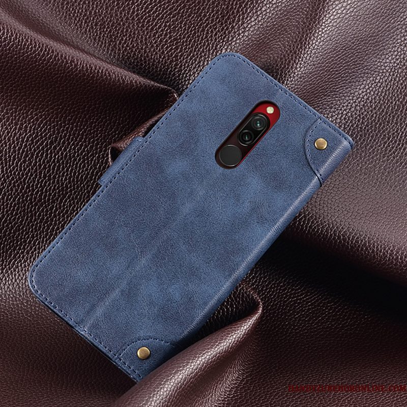 Hoesje Redmi 8 Portemonnee Hanger Anti-fall, Hoes Redmi 8 Siliconen Roodtelefoon