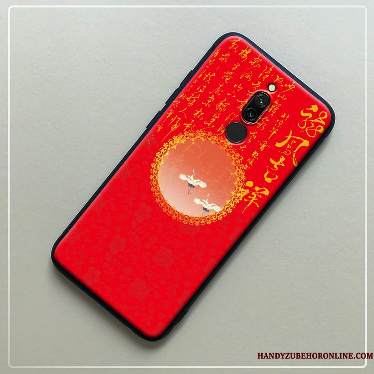 Hoesje Redmi 8 Siliconen Zwart Rood, Hoes Redmi 8 Zacht Trend Persoonlijk