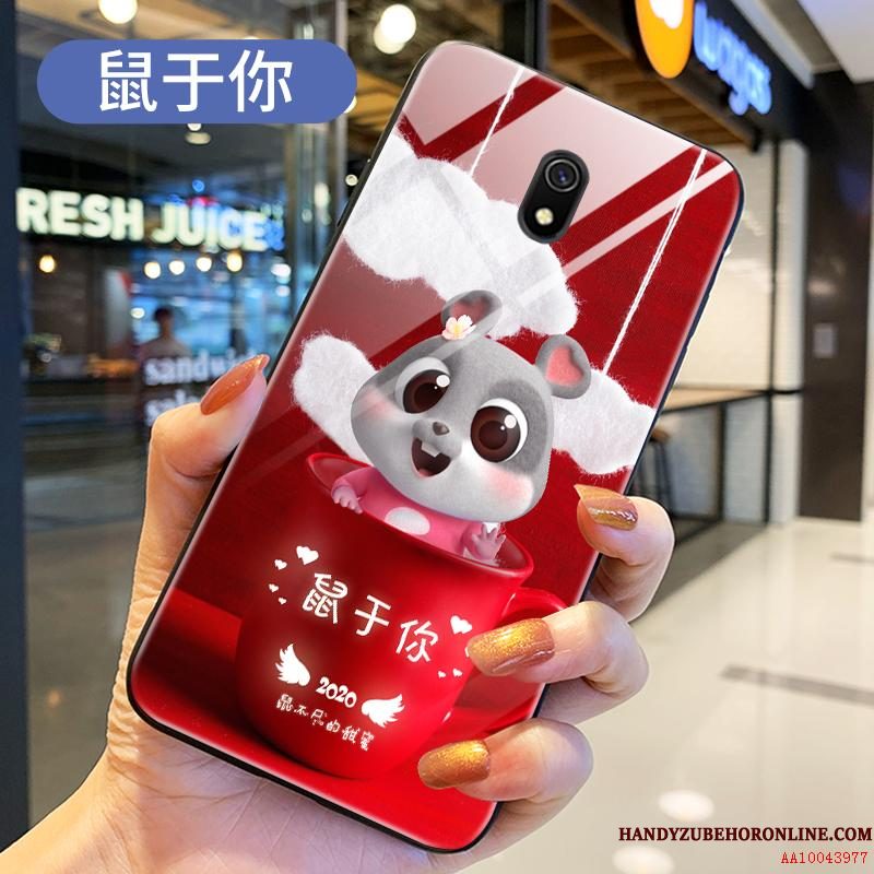 Hoesje Redmi 8a Bescherming Rood Anti-fall, Hoes Redmi 8a Spotprent Rat Dun