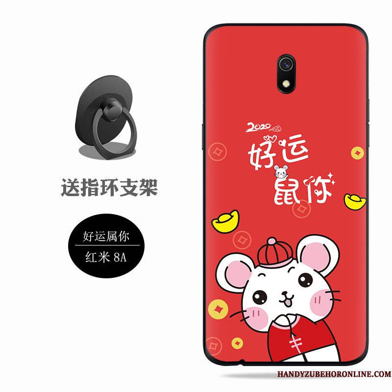 Hoesje Redmi 8a Zacht Anti-fall Rood, Hoes Redmi 8a Siliconen Telefoon Net Red