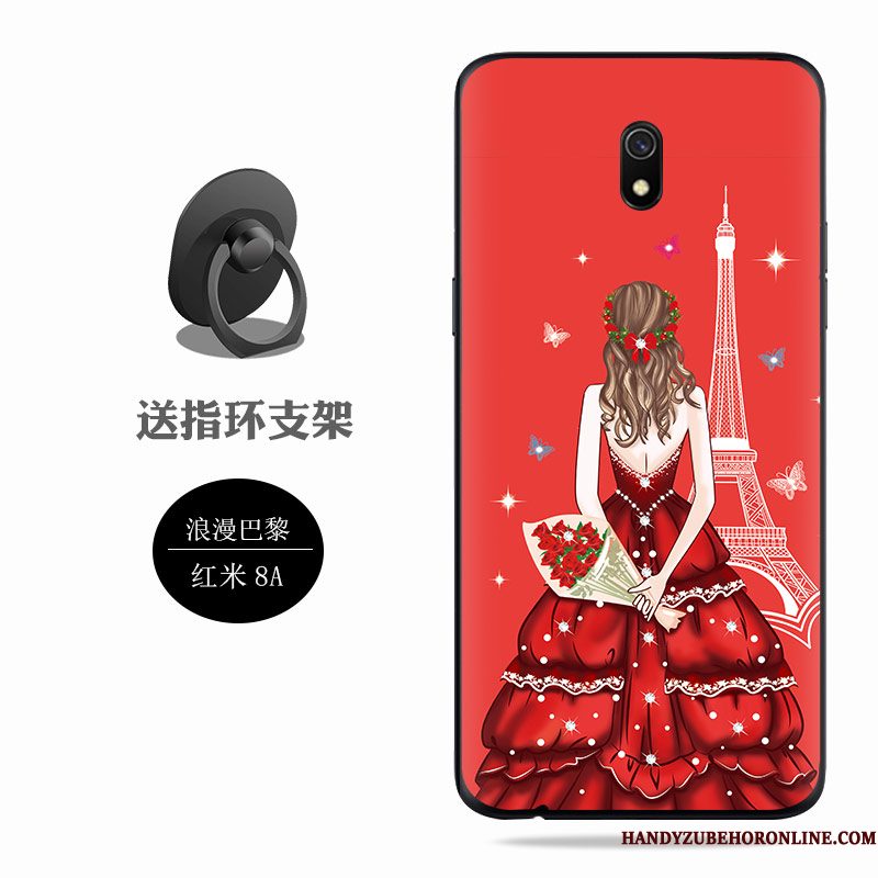 Hoesje Redmi 8a Zacht Anti-fall Rood, Hoes Redmi 8a Siliconen Telefoon Net Red