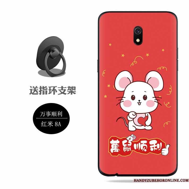 Hoesje Redmi 8a Zacht Anti-fall Rood, Hoes Redmi 8a Siliconen Telefoon Net Red