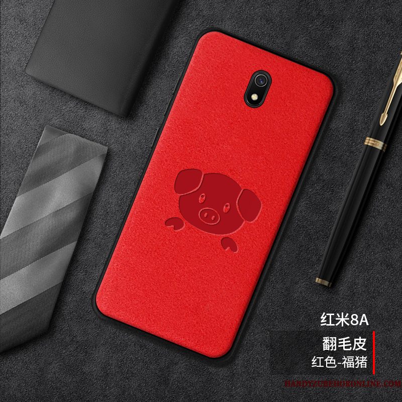 Hoesje Redmi 8a Zakken Rood Persoonlijk, Hoes Redmi 8a Leer Trendy Merk Nieuw