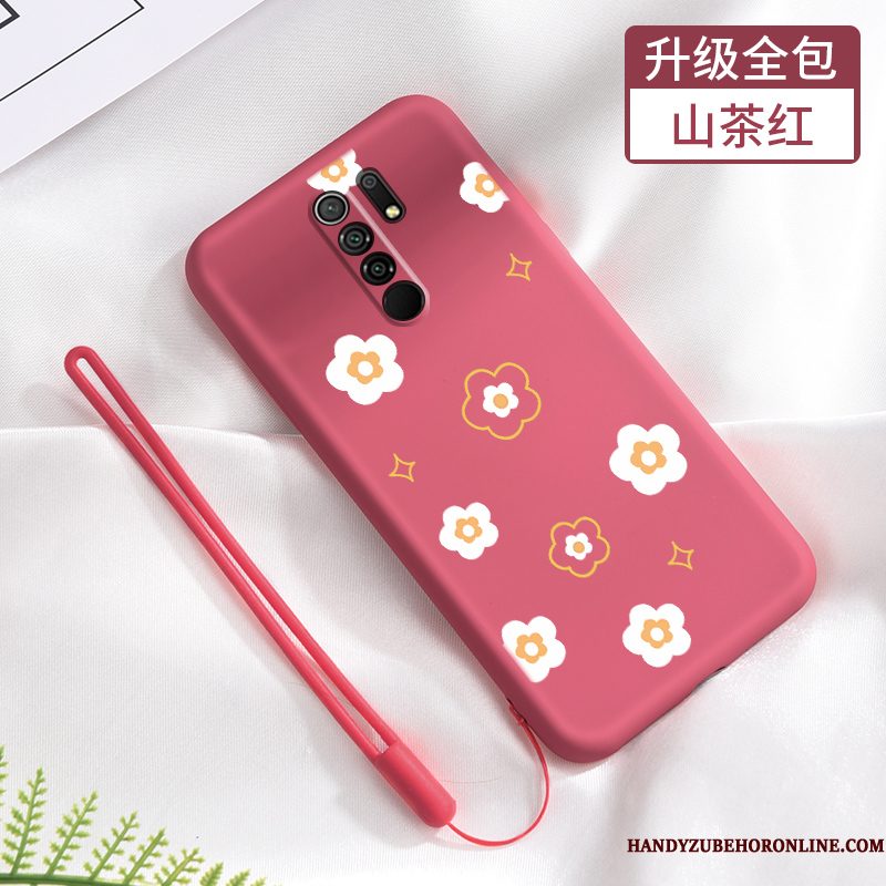 Hoesje Redmi 9 Bescherming Hanger Rood, Hoes Redmi 9 Siliconen Mini Roze