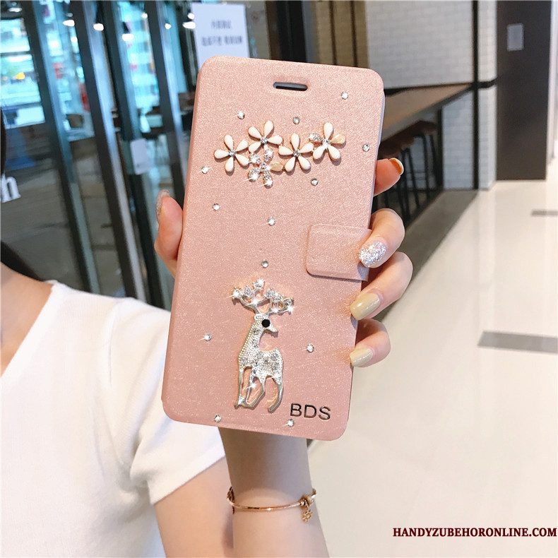 Hoesje Redmi 9 Zacht Hanger Anti-fall, Hoes Redmi 9 Folio Roze Tempereren