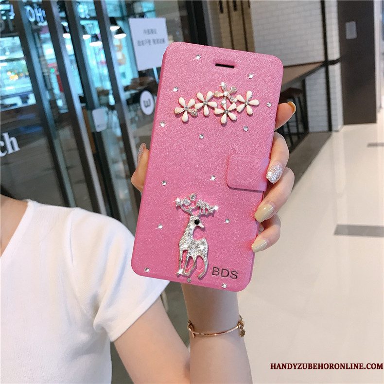 Hoesje Redmi 9 Zacht Hanger Anti-fall, Hoes Redmi 9 Folio Roze Tempereren