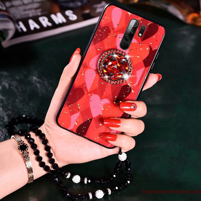 Hoesje Redmi 9 Zacht Net Red Skärmskydd, Hoes Redmi 9 Bescherming Roze Trend