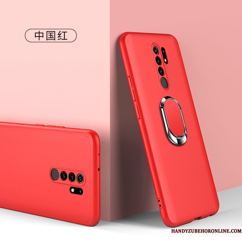 Hoesje Redmi 9 Zakken Eenvoudige Tempereren, Hoes Redmi 9 Bescherming Anti-fall Rood