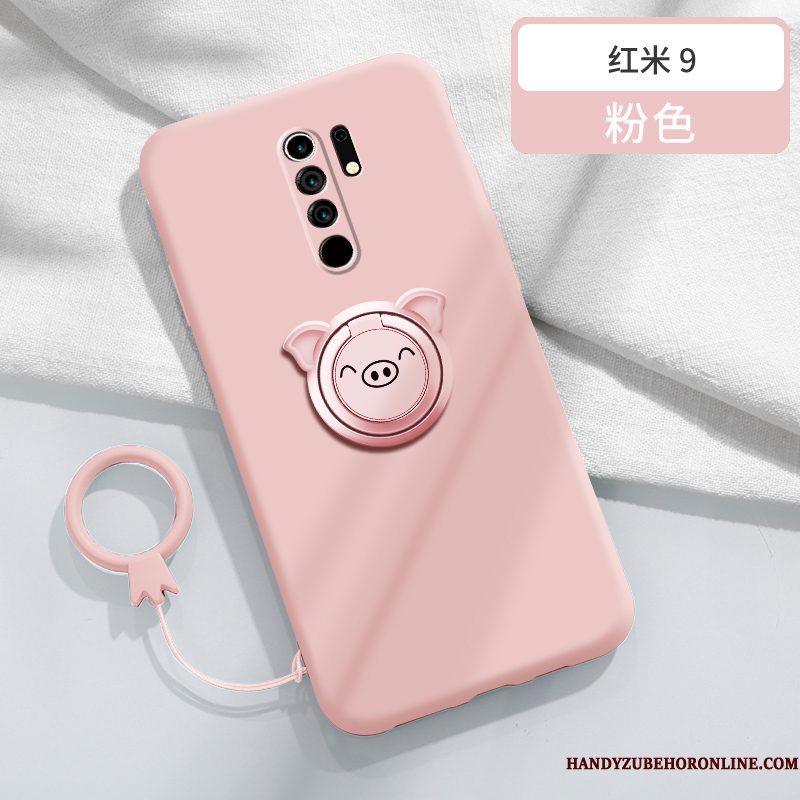 Hoesje Redmi 9 Zakken Ring Magnetisch, Hoes Redmi 9 Bescherming Persoonlijk Rood