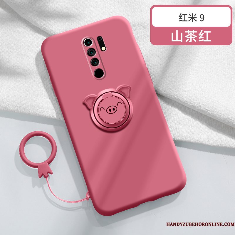 Hoesje Redmi 9 Zakken Ring Magnetisch, Hoes Redmi 9 Bescherming Persoonlijk Rood