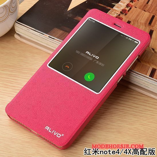 Hoesje Redmi Note 4x Folio Roze Mini, Hoes Redmi Note 4x Leer Hard Anti-fall