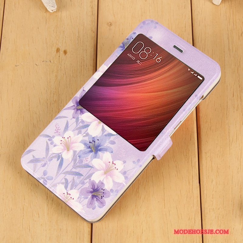 Hoesje Redmi Note 4x Leer Telefoon Rood, Hoes Redmi Note 4x Folio Mesh Purper