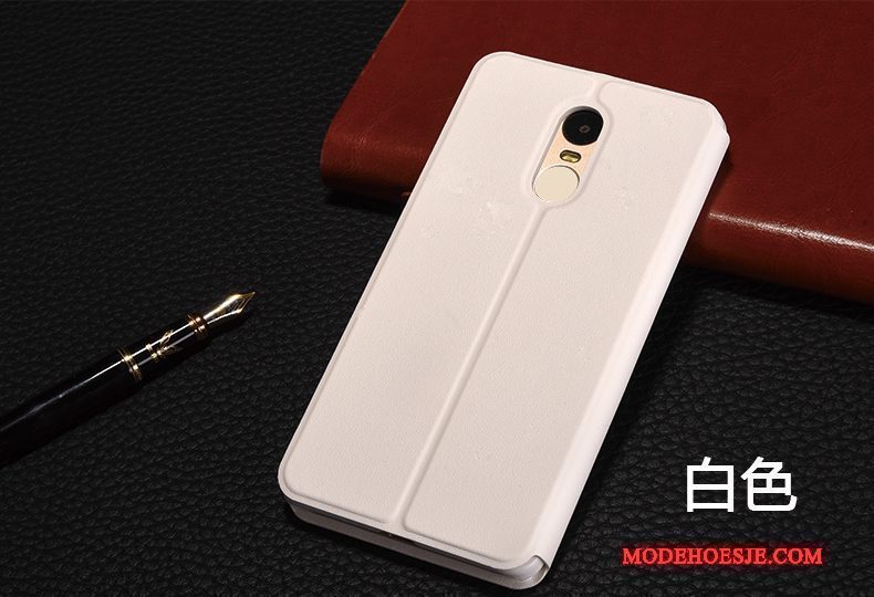 Hoesje Redmi Note 4x Leer Telefoon Rood, Hoes Redmi Note 4x Folio Mini Anti-fall