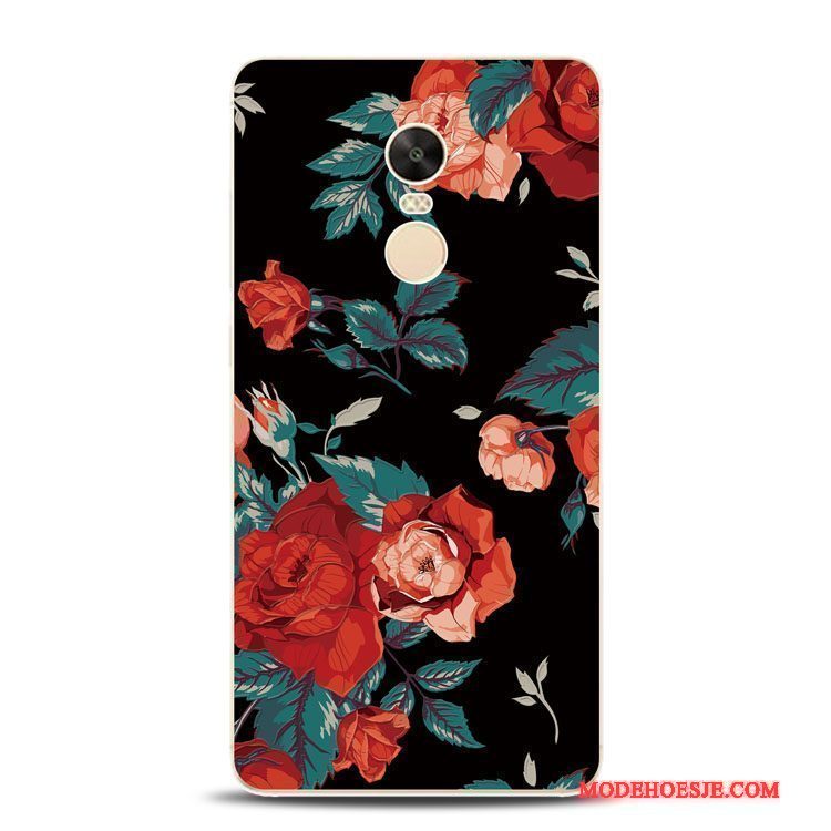 Hoesje Redmi Note 4x Zacht Telefoon Bloemen, Hoes Redmi Note 4x Ondersteuning Groen Rood