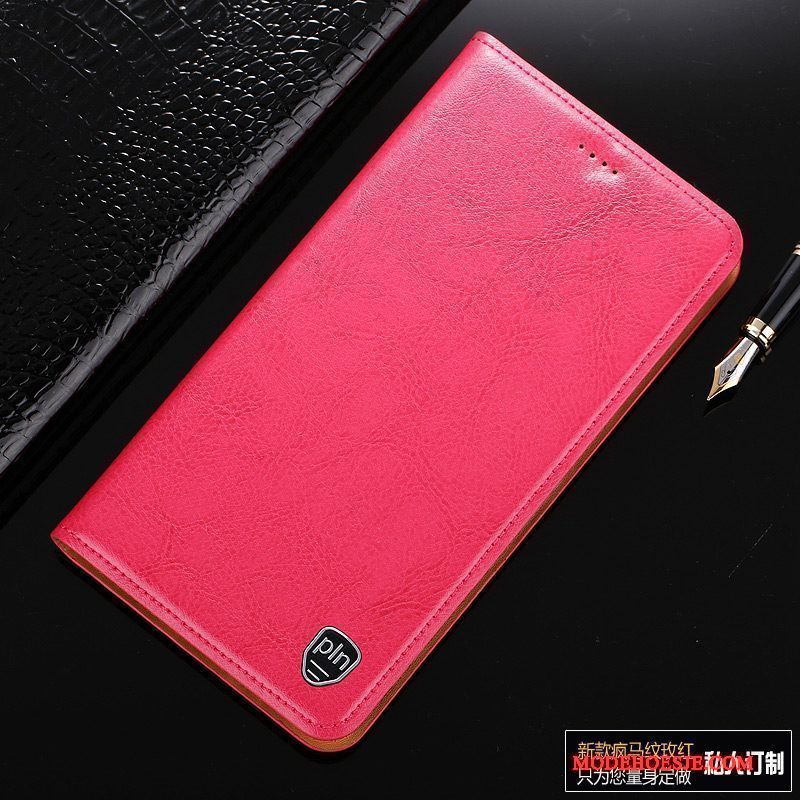 Hoesje Redmi Note 5 Folio Bruin Rood, Hoes Redmi Note 5 Leer