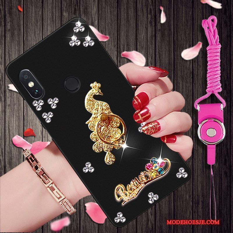 Hoesje Redmi Note 5 Pro Bescherming Telefoon Mini, Hoes Redmi Note 5 Pro Strass Zwart Rood