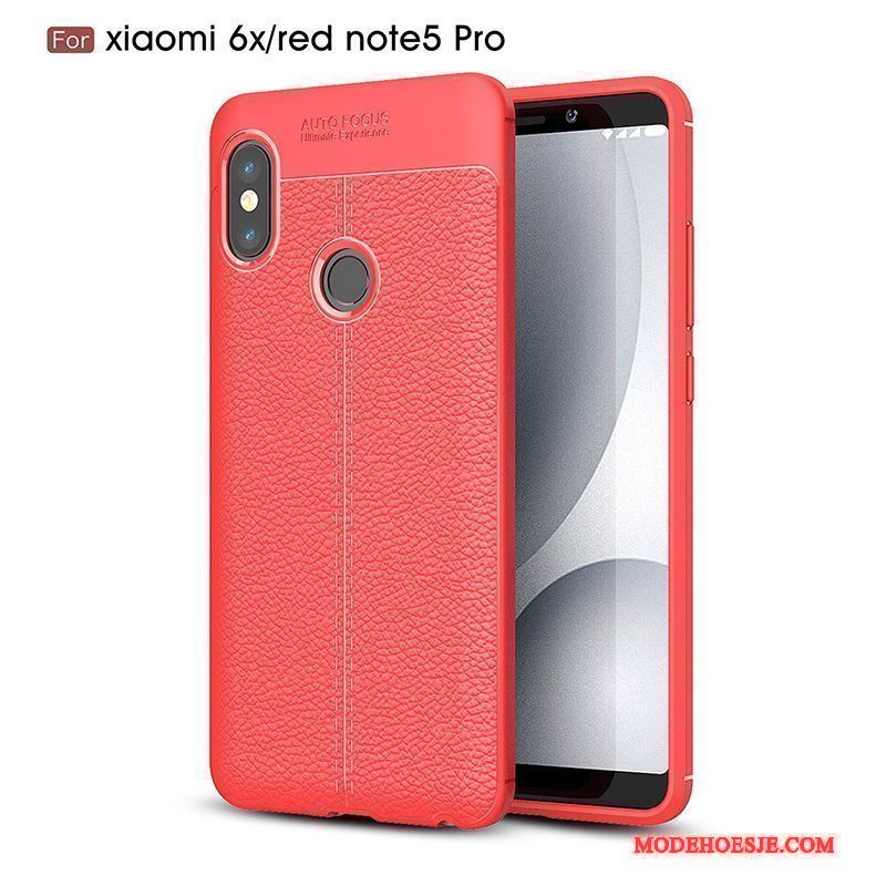 Hoesje Redmi Note 5 Pro Siliconen Rood Zwart, Hoes Redmi Note 5 Pro Bescherming Mini Nieuw