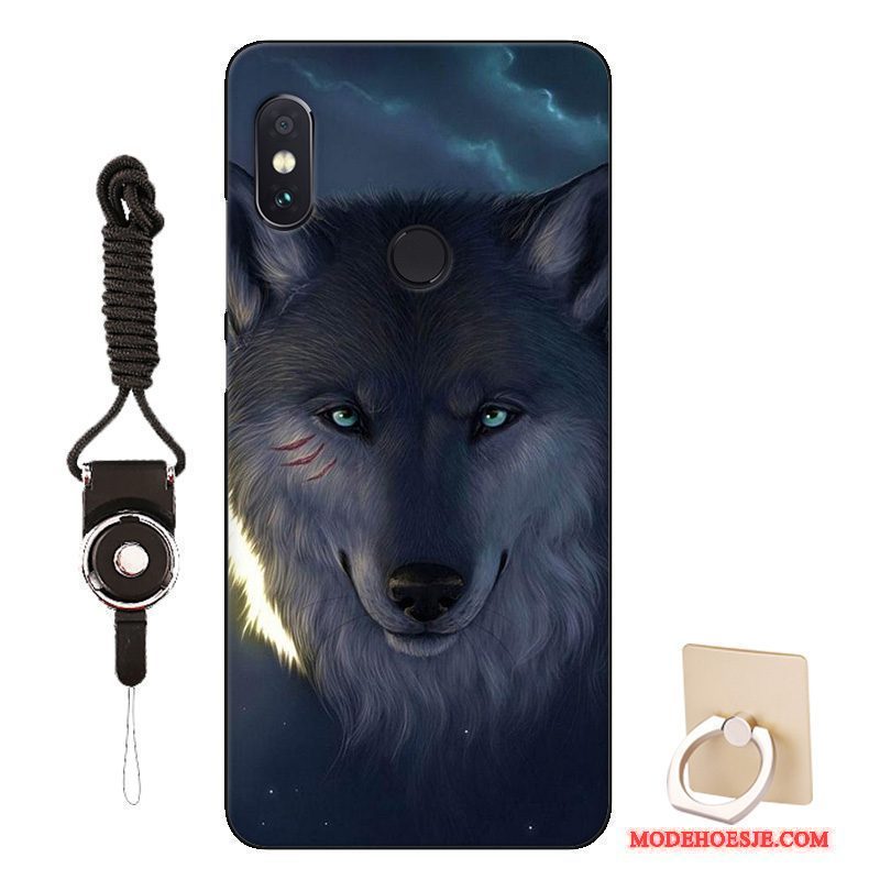 Hoesje Redmi Note 5 Pro Spotprent Telefoon Rood, Hoes Redmi Note 5 Pro Zacht Zwart Pas
