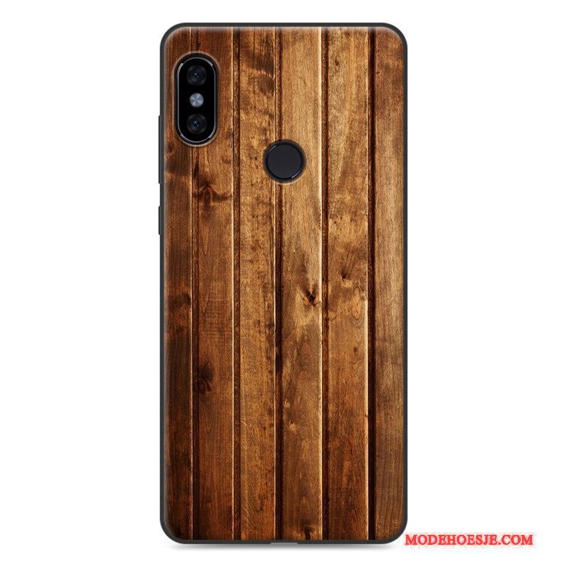 Hoesje Redmi Note 5 Zacht Anti-fall Mini, Hoes Redmi Note 5 Vintage Rood Hout