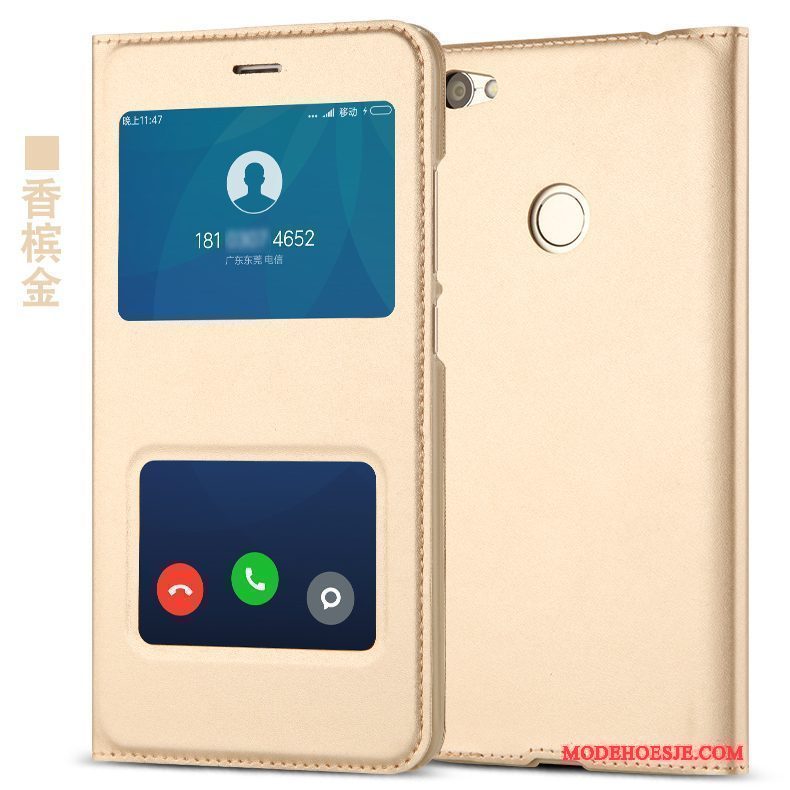 Hoesje Redmi Note 5a Bescherming Anti-fall Rood, Hoes Redmi Note 5a Leer Telefoon Roze