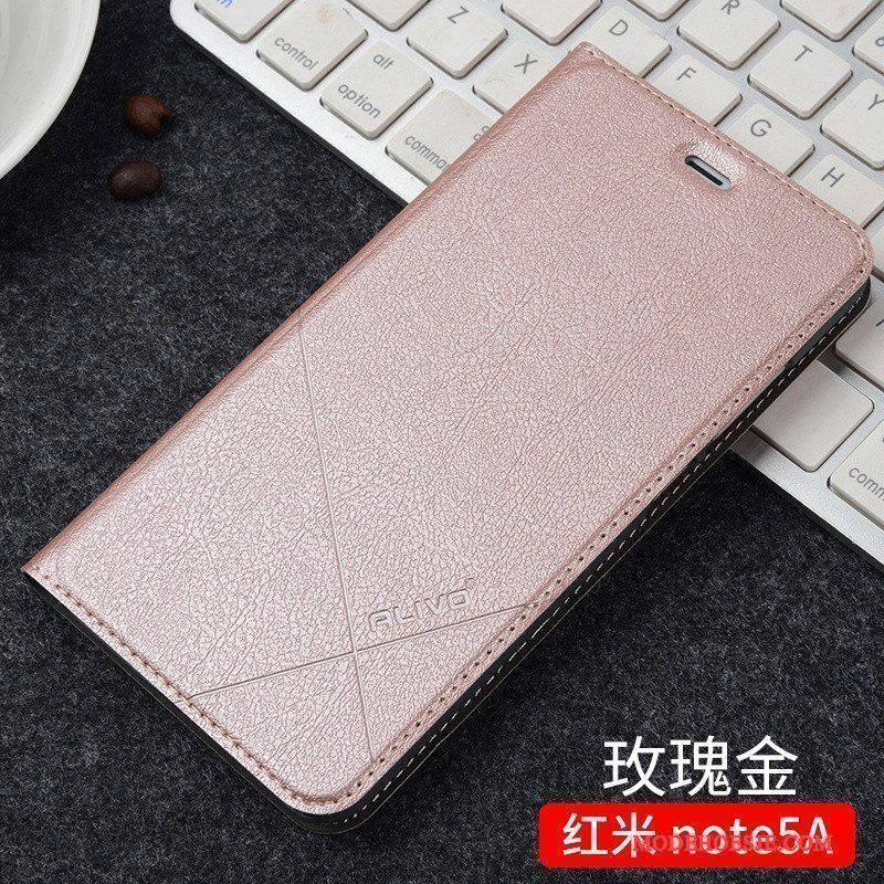 Hoesje Redmi Note 5a Bescherming Roodtelefoon, Hoes Redmi Note 5a Leer Trend Anti-fall