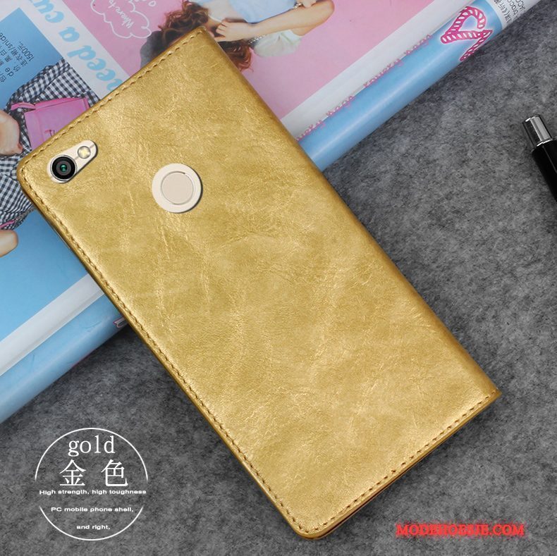 Hoesje Redmi Note 5a Bescherming Telefoon Anti-fall, Hoes Redmi Note 5a Leer Goud Rood