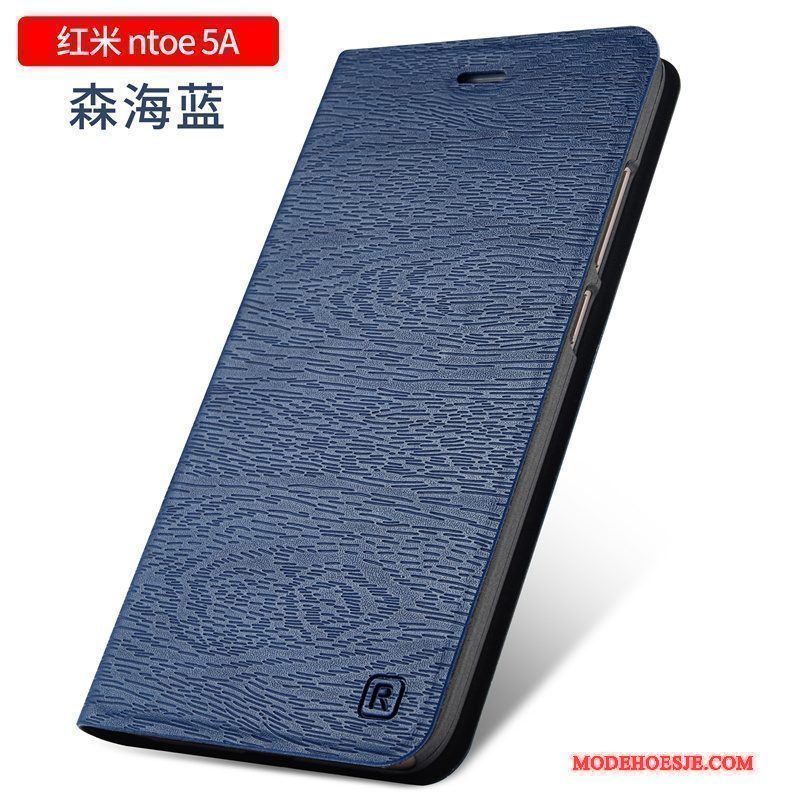 Hoesje Redmi Note 5a Leer Anti-fall Donkerblauw, Hoes Redmi Note 5a Bescherming Roodtelefoon