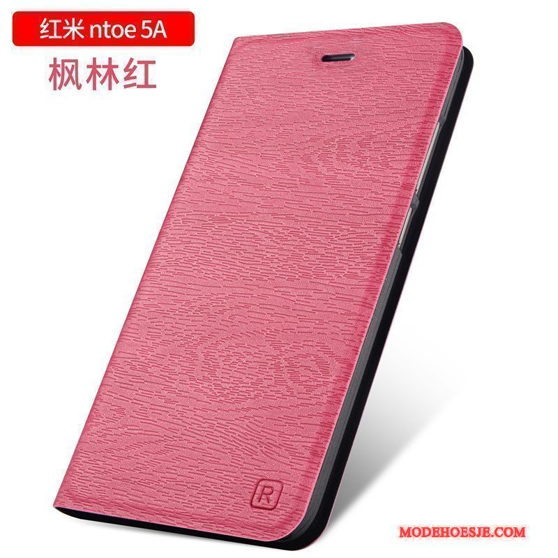 Hoesje Redmi Note 5a Leer Anti-fall Donkerblauw, Hoes Redmi Note 5a Bescherming Roodtelefoon